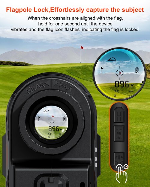 Golf Laser Rangefinder with Slope Compensation & Flag Lock Vibration – 1900 Yards Range Finder Golf, 6X HD Magnification,Magnetic USB-C Rechargeable,IP54 Waterproof rangefinder for Hunting & Training