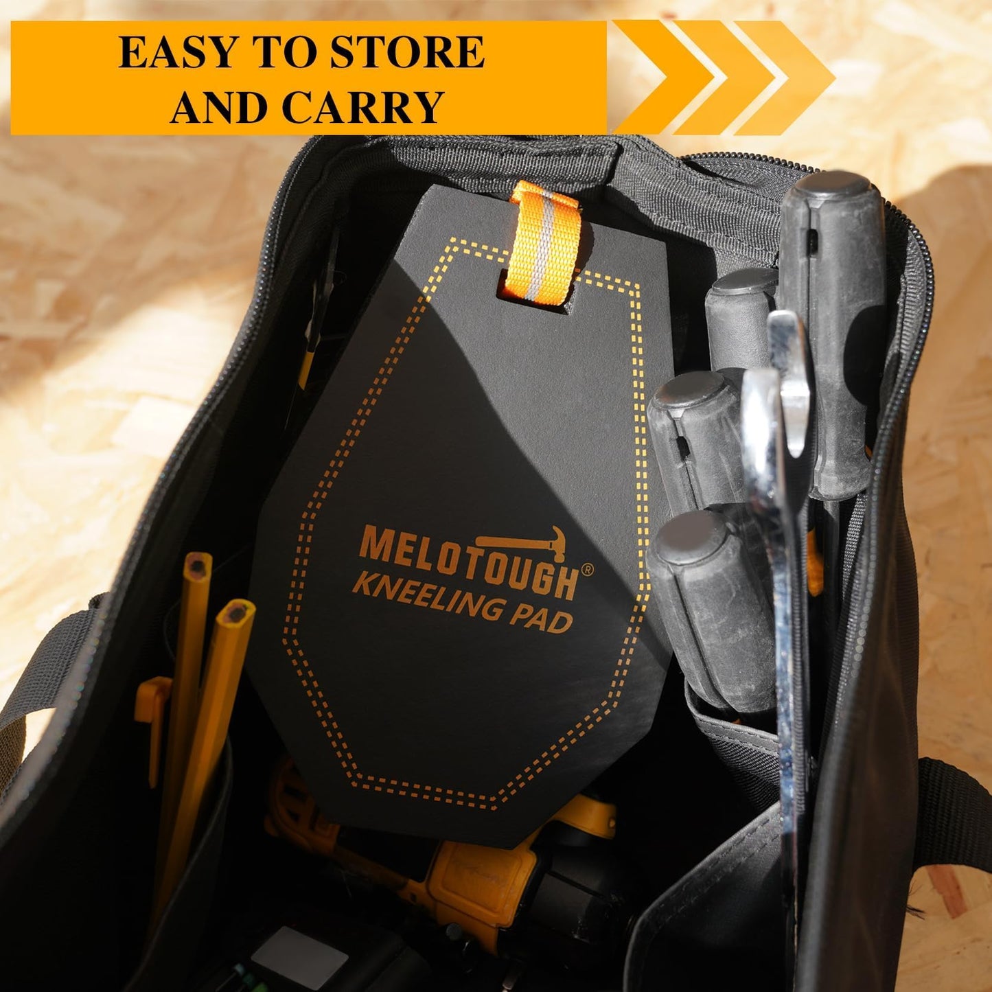 MELOTOUGH Mini Kneeling Pad Portable 1 Inch Thick NBR Foam Kneeling Pads for Work Construction, Plumbers, Mechanics, Electricians (Orange/Black)