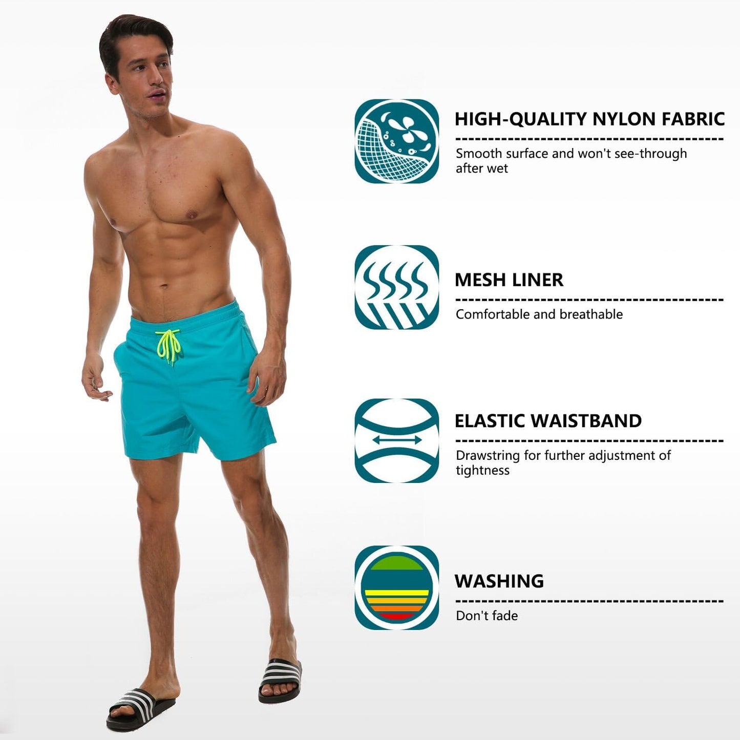 SILKWORLD Men's Swim Trunks - Quick Dry Beach Shorts with Pockets | Comfortable Fit