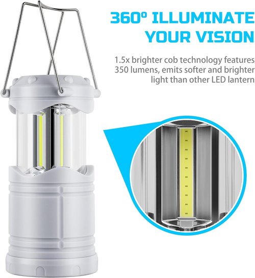 Lichamp LED Camping Lantern - 4 Pack Battery Powered Flashlights | Portable Collapsible Emergency Lights for Home & Outdoor Use