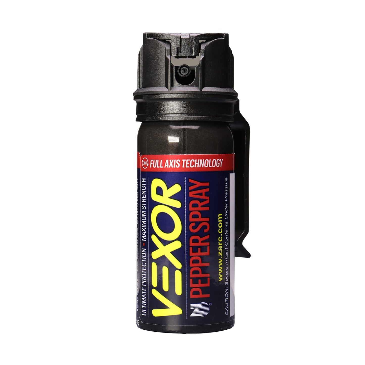 Vexor Maximum Strength Pepper Spray with Belt Clip, 20-Foot Range, Capability, and Flip Top Safety - 1 Pack