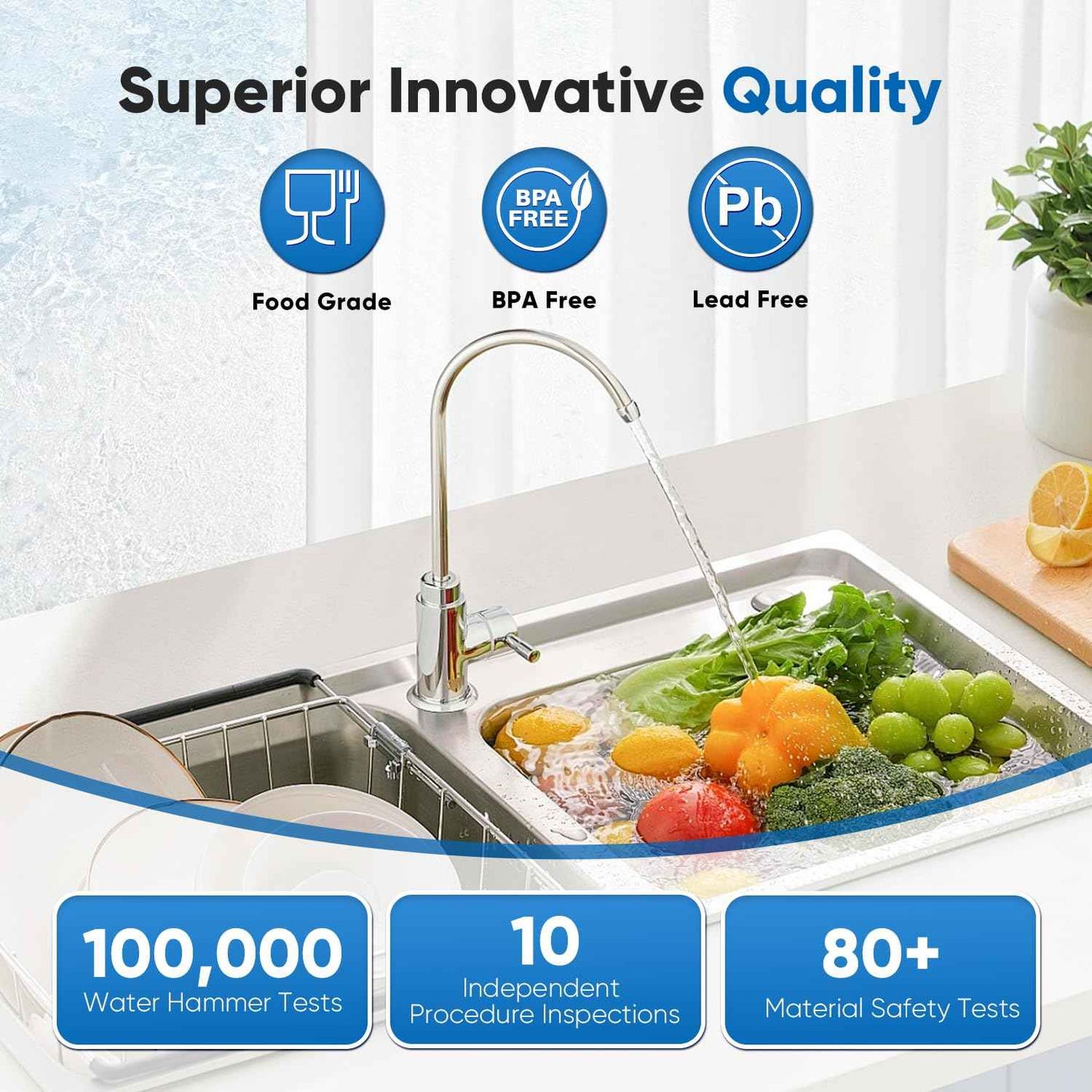 PUREPLUS Under Sink Water Filter System, 22000 Gallons, 99.99% Chlorine Reduction, NSF/ANSI 42 Certified,Removes Heavy Metals,Chlorine, Direct Connect Under Counter Water Filtration System