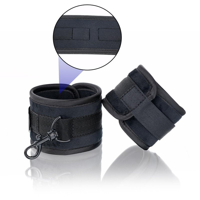 Black Heavy Duty Stainless Steel Expandable Spreader Bar with 4pcs Furry PU Black Adjustable Straps, Training Fitness Kit,Home Indoor Sports Yoga Set