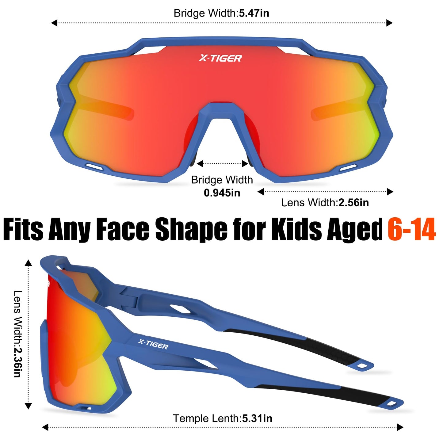 X-TIGER Kids Sunglasses Polarized Youth Baseball Sunglasses for 8-14 boys girls UV400 Sports Softball Cycling Glasses