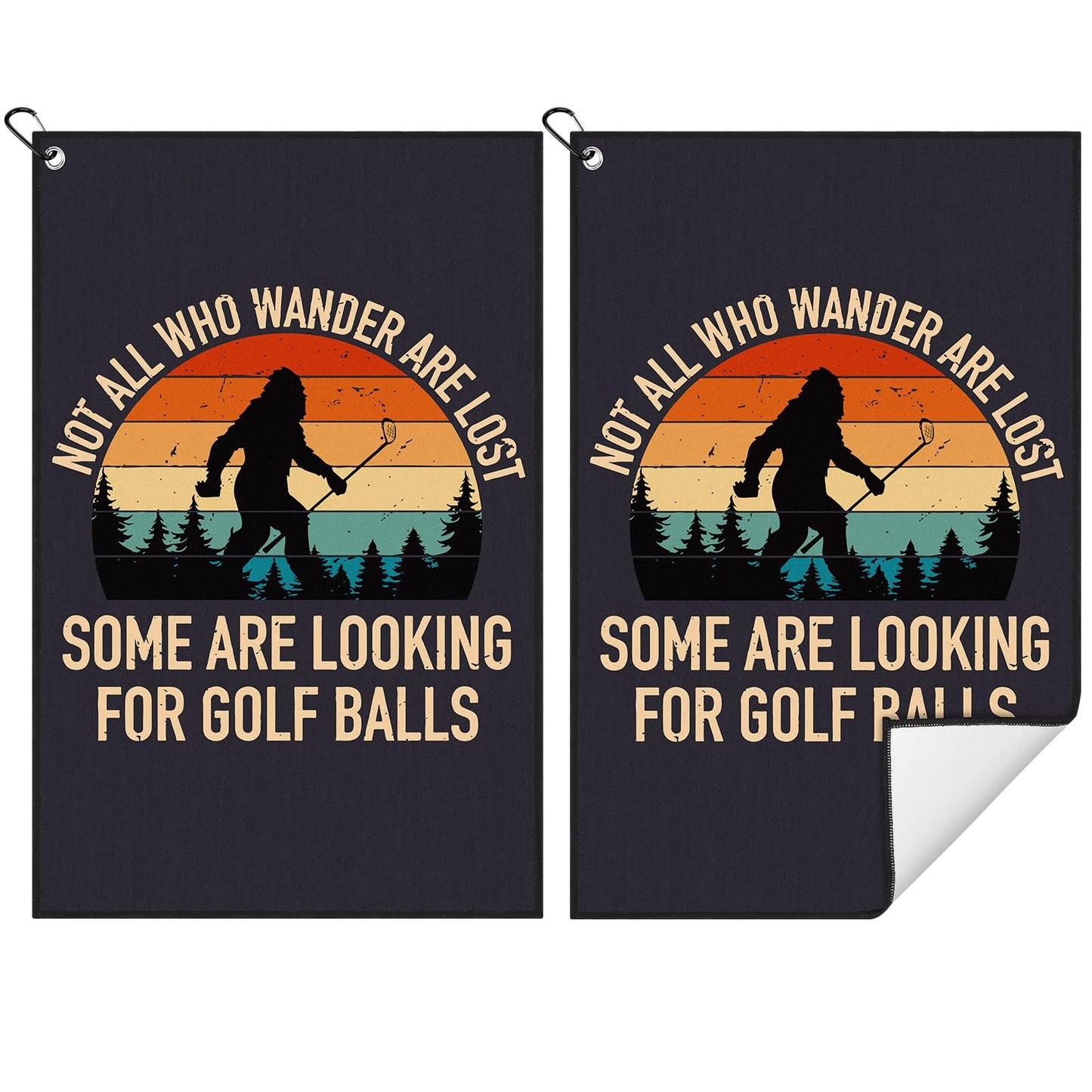 HunnmingRe 2 Pcs Funny Golf Towel with Clip Not All Who Wander are Lost Some are Looking for Balls Golf Accessories for Men Husband Boyfriend Dad and Grandpa(Classic Style)