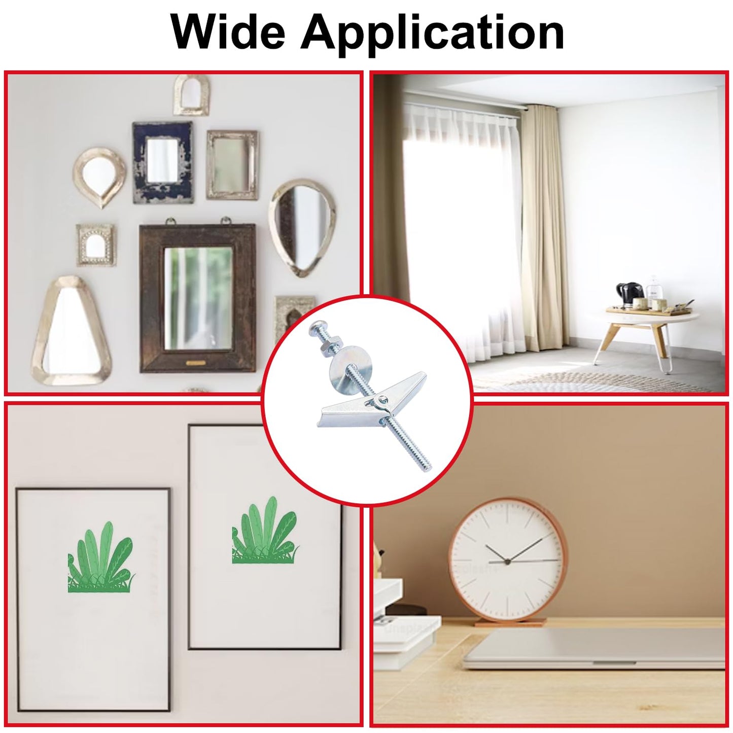 Bemaka 192Pcs 1/8 Inch Toggle Bolts, Heavy Duty Drywall Anchors and Screws Kit, Butterfly Anchors Toggle Bolts and Wing Nut Kit with Nuts Washers for Hollow Wall, Ceiling (48 Sets)