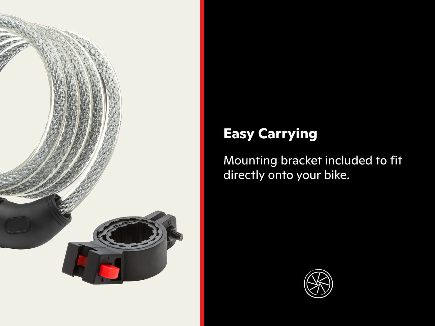 Schwinn Bike Combination Cable Lock, 6 ft x 12 mm, Black & Silver, Durable Steel, Vinyl Cover, Carrying Bracket for Storage and Transport, Anti Theft Protection, Bike Lock Cable for Security
