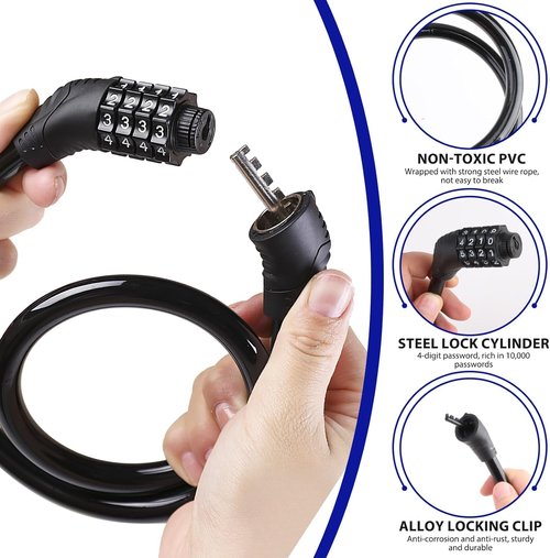 1.5-Metre Extended Anti-Theft Bicycle Lock, Anti-Cut and Anti-Pry Motorcycle Lock, 11MM Thickened Steel Chain, Resistant to Hydraulic Cutters and Saws