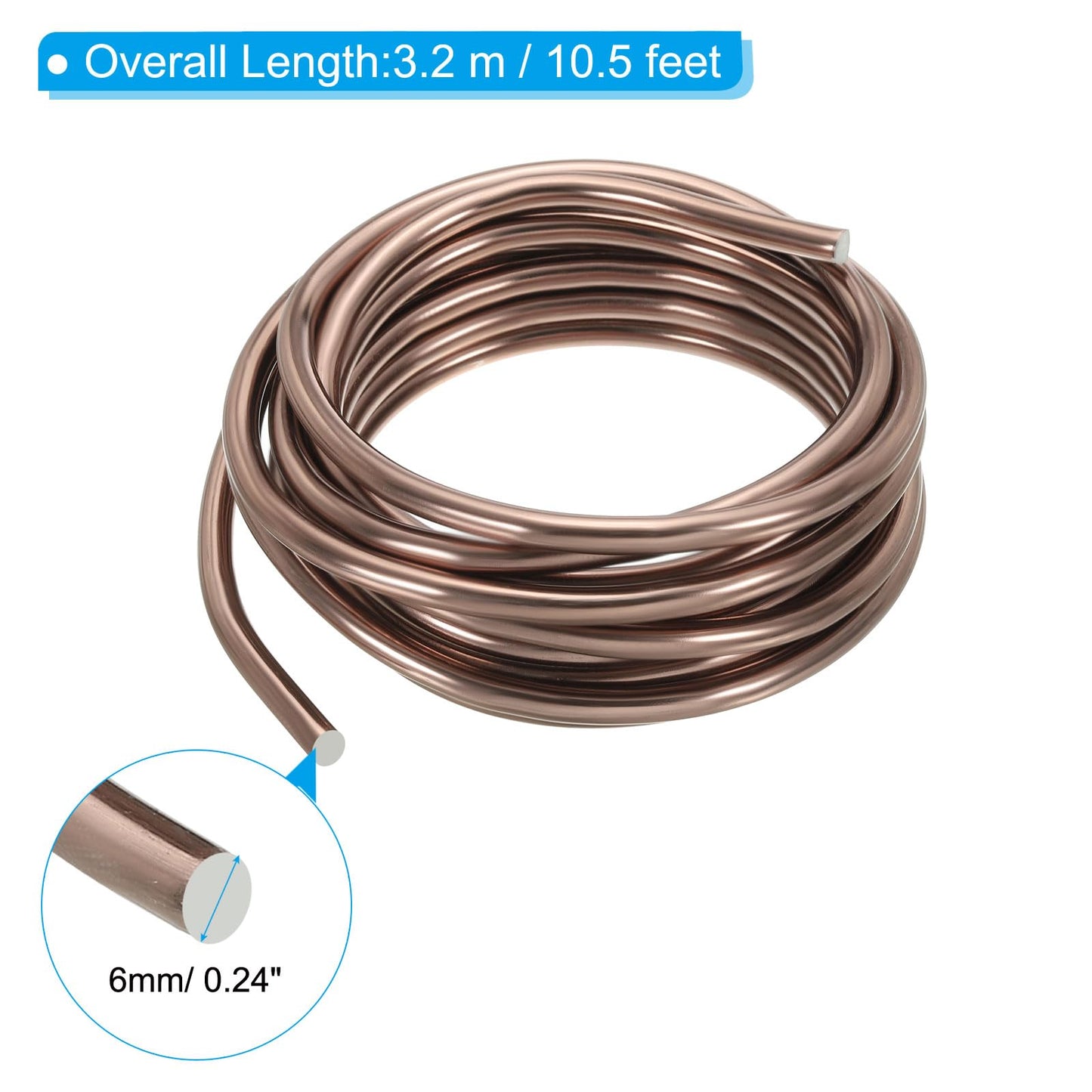 PATIKIL 6mm x 10.5ft Bonsai Training Wire, Aluminum Floral Wire Stems for Gardening, Brown