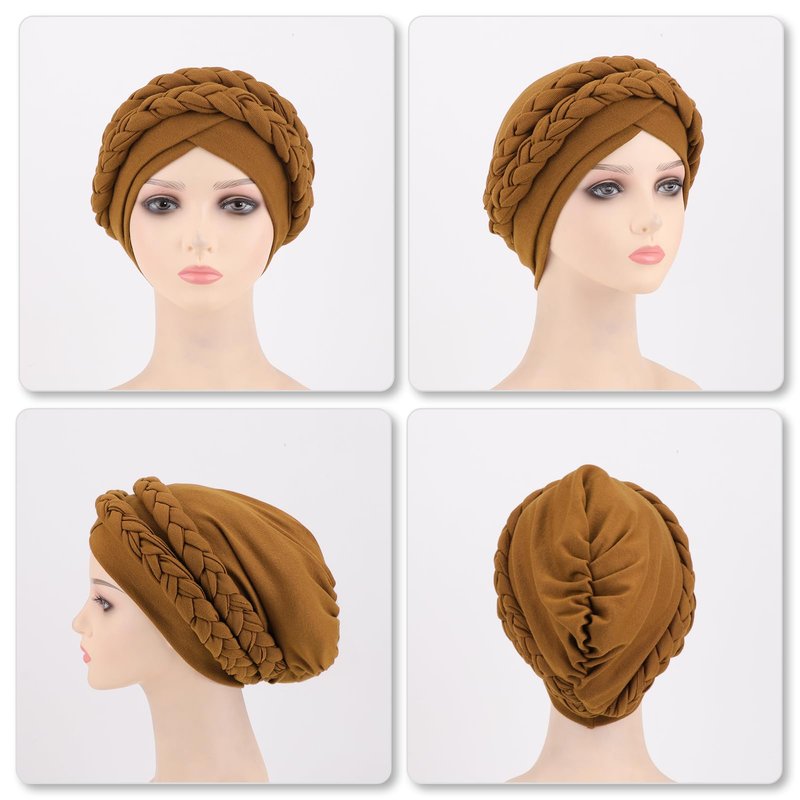 AQOKKA Knotted Headwraps for Women African Turban Pre-Tied Twisted Turbans Caps Head Scarf Cover Beanie Cancer Chemo Headwear