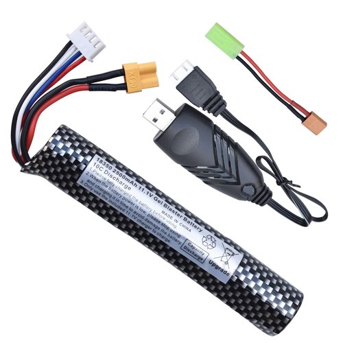 funkawa Water Bead Gel Ball Blaster 11.1V 2500mAh [Capacity and Discharge Upgraded ] Rechargeable Battery XT30 Plug with Charging Cable, Airsoft Battery 11.1V for Airsoft Gun Gel Ball Blaster(1-Pack)