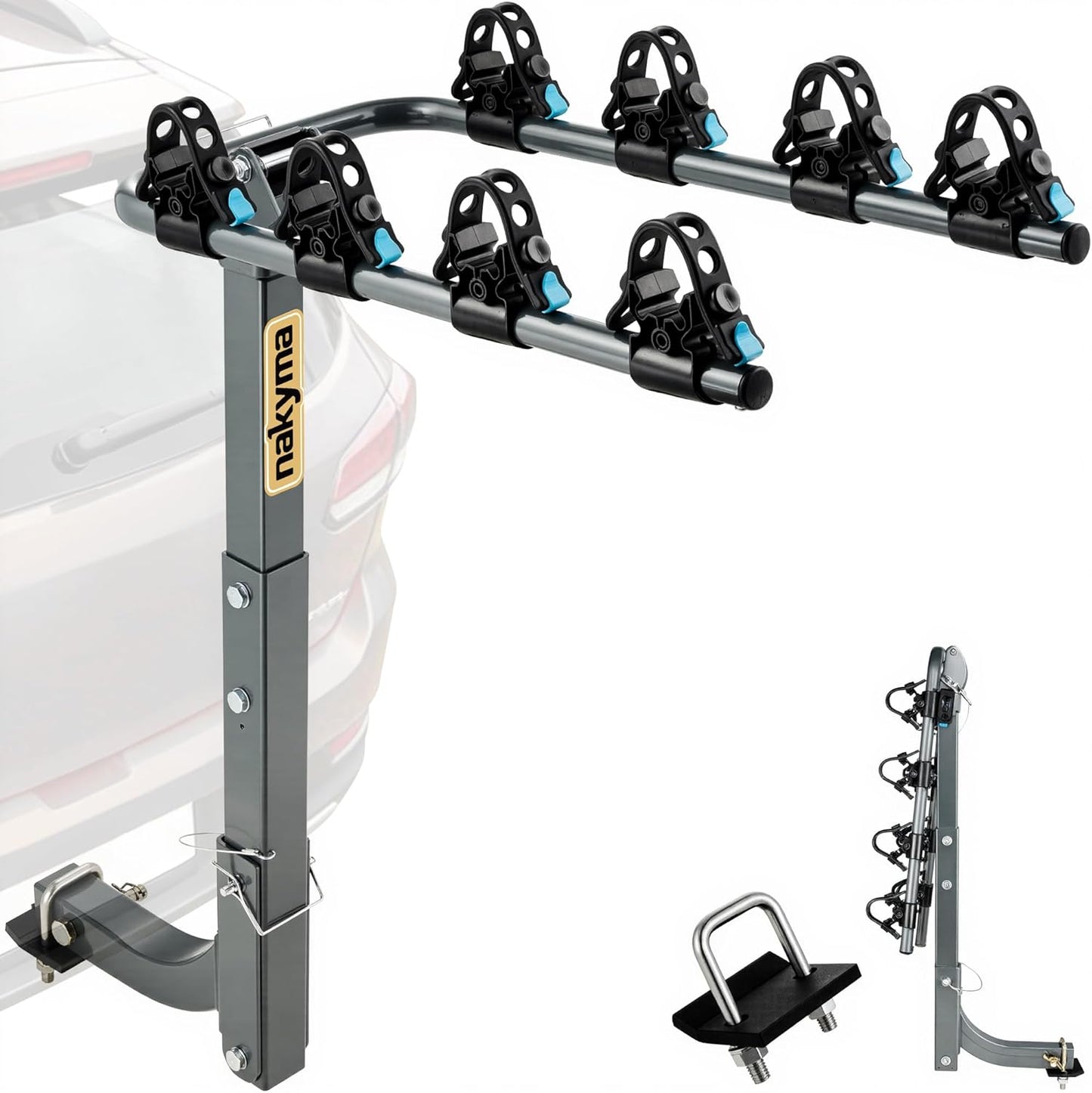 Upgraded Hitch Bike Rack - 4-Bike Carrier for Car, SUV, Truck & RV | 240LBS Max Load, High-Strength Double Arms
