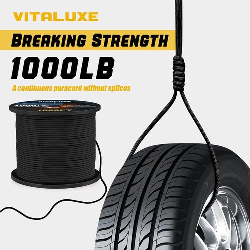 1000lb Paracord Rope - Heavy Duty 4mm Triple Strands Tactical Parachute Cord for Survival Gear & Camping