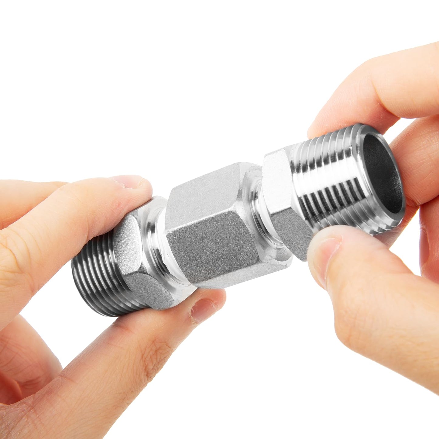 ChillWaves 304 Stainless Steel Pipe Fitting, Reducer Hex Bushing 3/8" NPT Male x 1/4" NPT Female Thread Adapter(6-PACK)