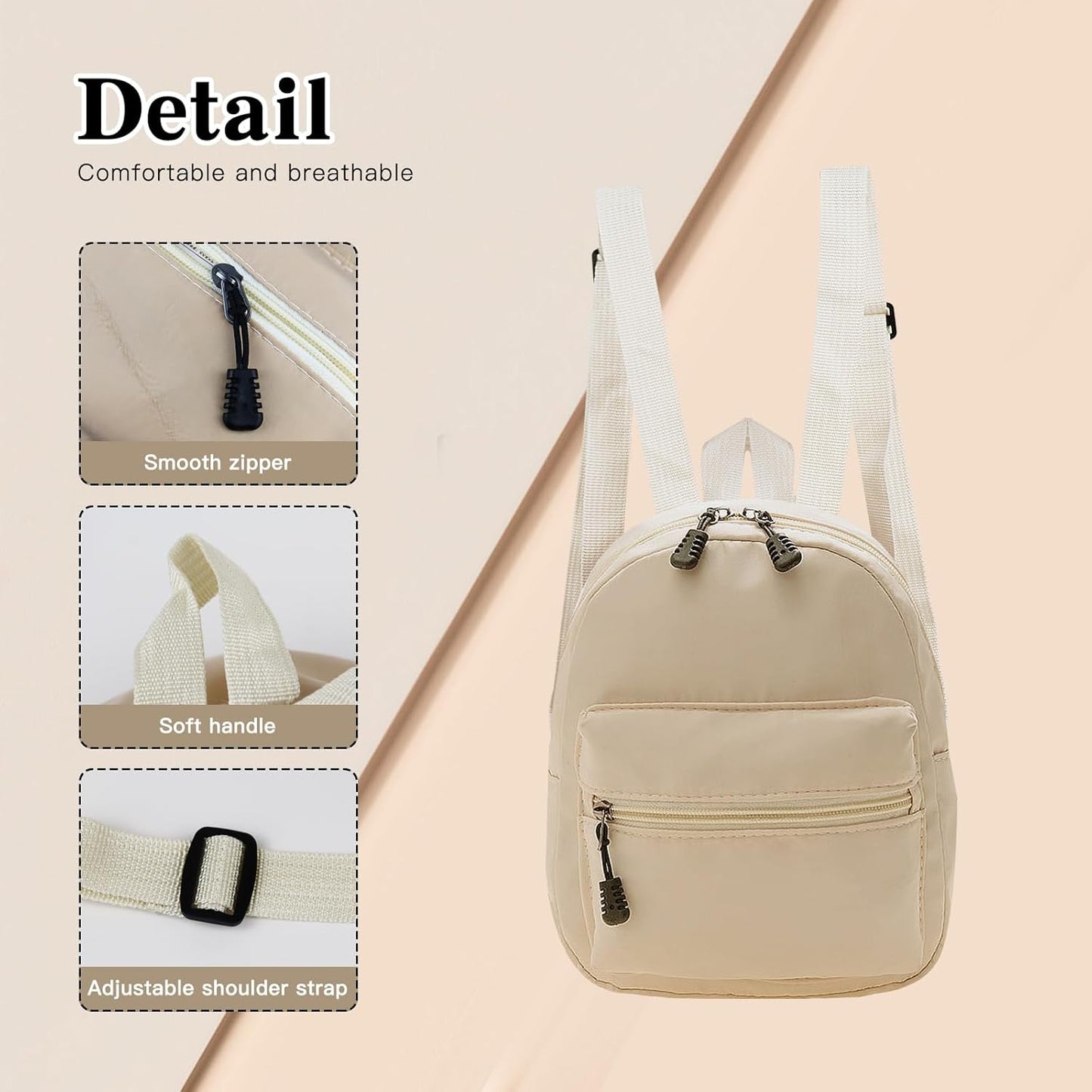 Skiennix Mini Backpack - Lightweight Small Backpack Purse with Zippers for Travel | Black Color