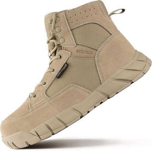 FREE SOLDIER Men's Waterproof Hiking Boots - 6" Lightweight Suede Leather Tactical Footwear