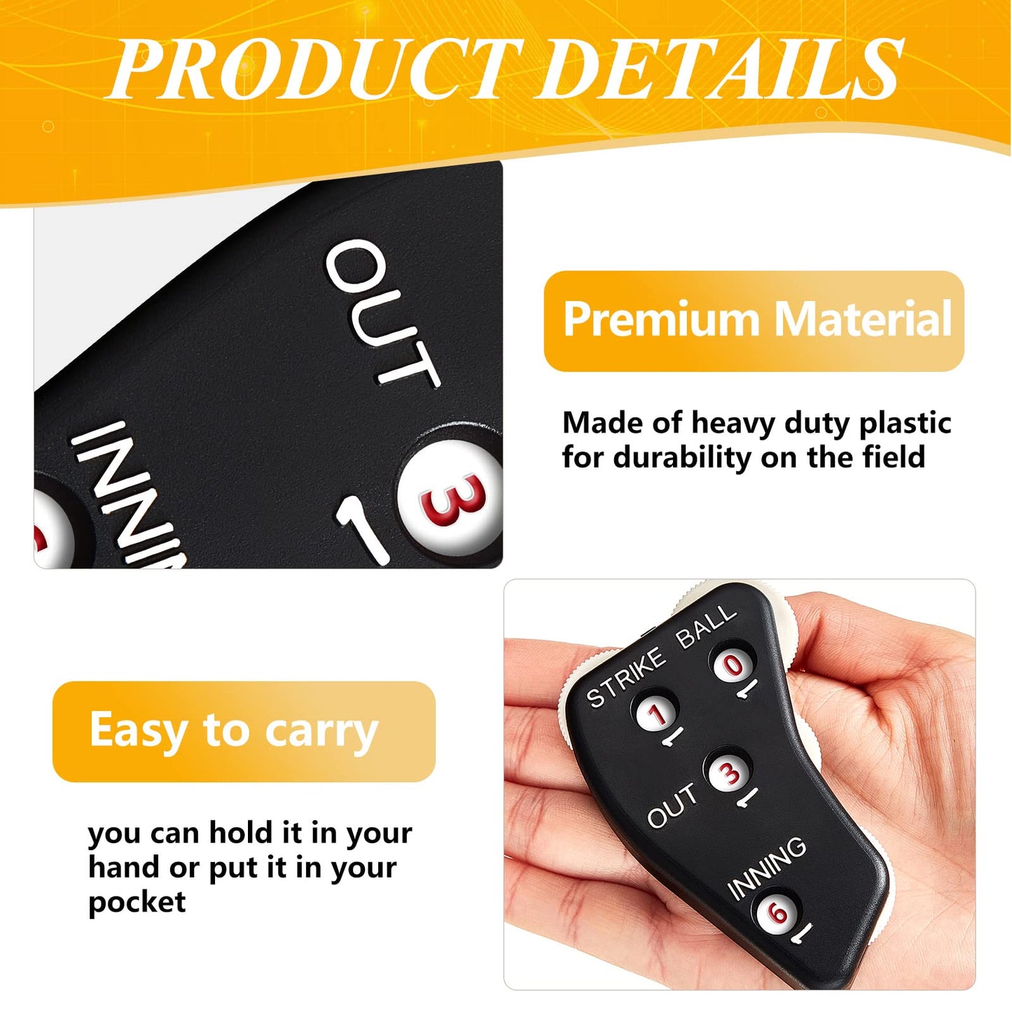 Deekin 2 Pcs 4 Wheel Baseball Umpire Clicker Black Indicator Gear Practical Baseball Counter Clicker for Scorekeeper Recording Outs Innings Balls Softball Referee Equipment (Black White)