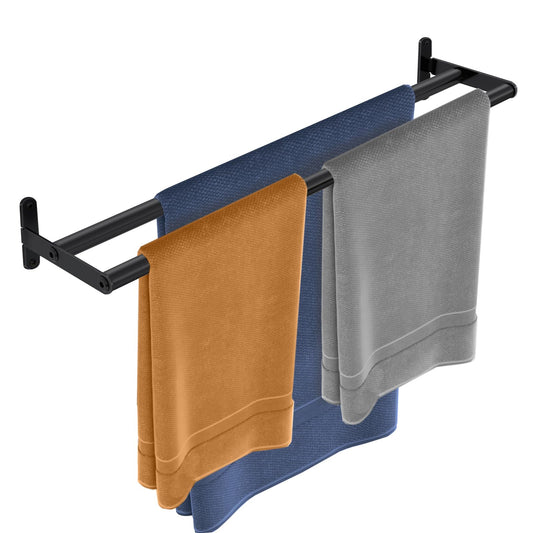 XEENEW Double Towel Bar, 24 Inch Towel Racks for Bathroom, Stainless Steel Bathroom Towel Holder, Towel Rack Wall Mounted Towel Hanger Towel Rod, Matte Black