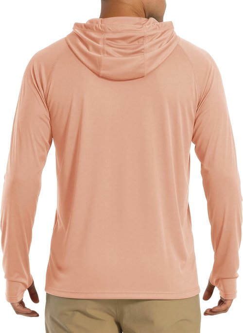 MAGCOMSEN Men's Long Sleeve Hooded Fishing Shirts - UPF 50+ Sun Protection Rash Guards
