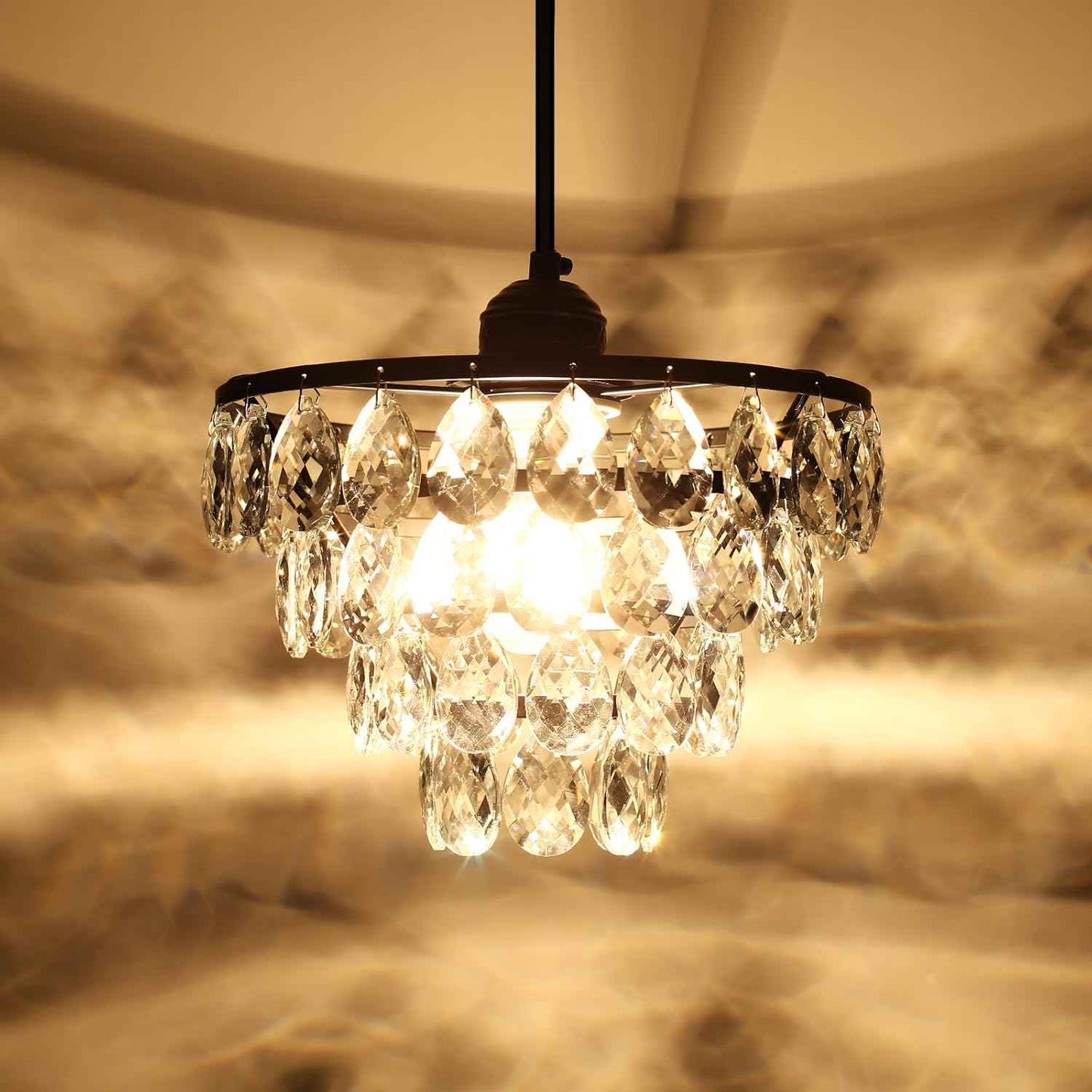 Gold Crystal Mini Chandelier - Modern Flush Mount Ceiling Light for Hallway & Bedroom