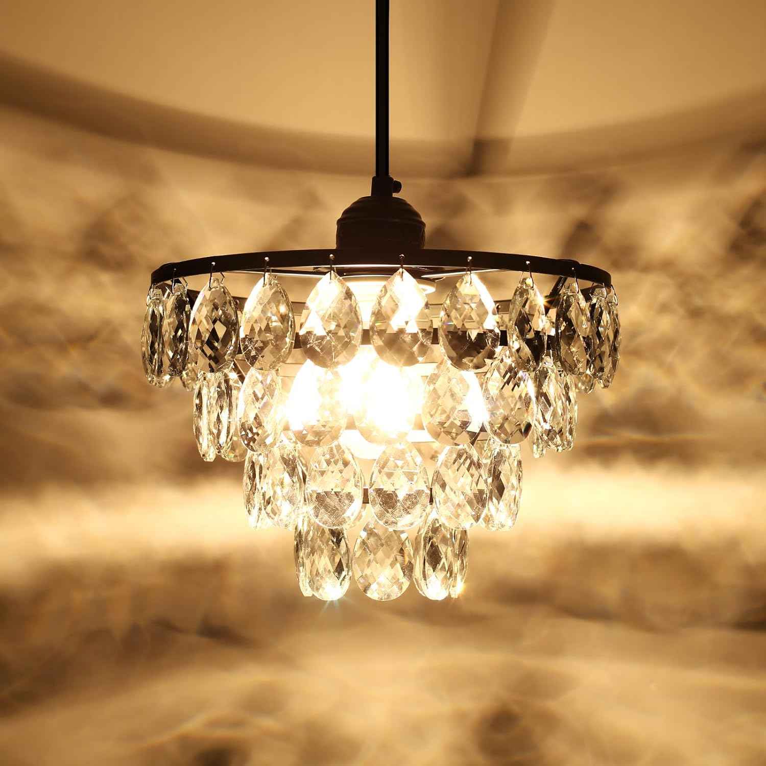 Gold Crystal Mini Chandelier - Modern Flush Mount Ceiling Light for Hallway & Bedroom