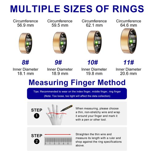 Lenmenvelia Smart Ring Fitness Tracker Ring for Men Women, Heart Rate Monitor Blood Oxygen Sleep, IP68 Waterproof Activity with Step Trackers, Remote Photography,Health Rings for Android iPhone,Gift