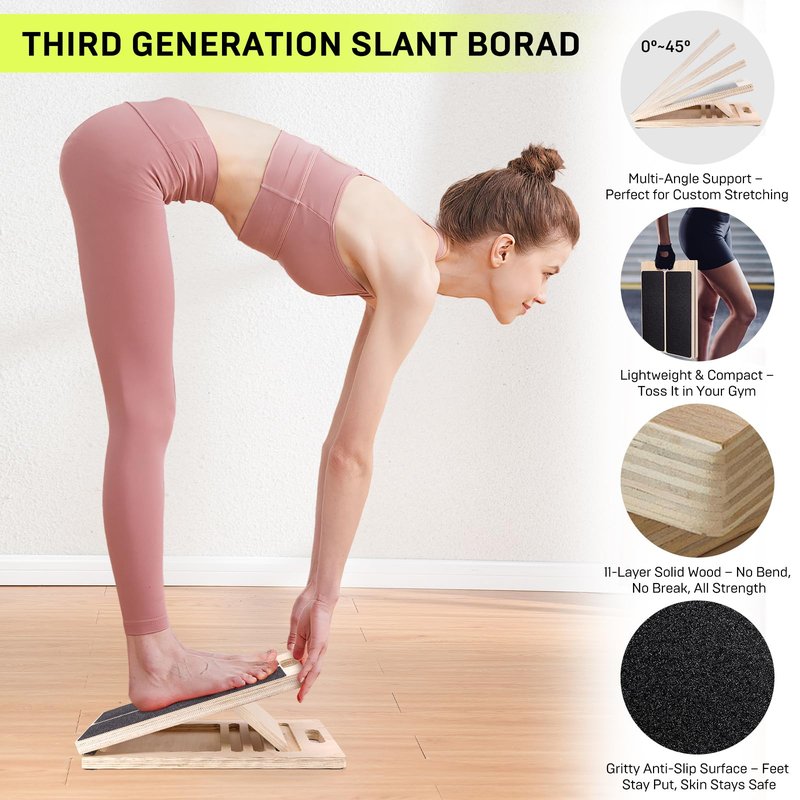 RSHEXJI Slant Board for Physical Therapy, 5 Angle Adjustable Calf Stretcher, Anti-Slip 300LBS Wobble Board for Standing Desk & Core Strength