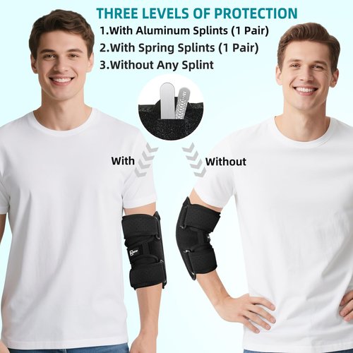 DR. GINTOP Elbow Brace for Ulnar Nerve Entrapment, Adjustable Elbow Splint w/ 4 Removable Metal Support for Cubital Tunnel, Tendonitis, Golfer's Tennis Elbow, Bursitis, Sprain, Strain, Arthritis Right
