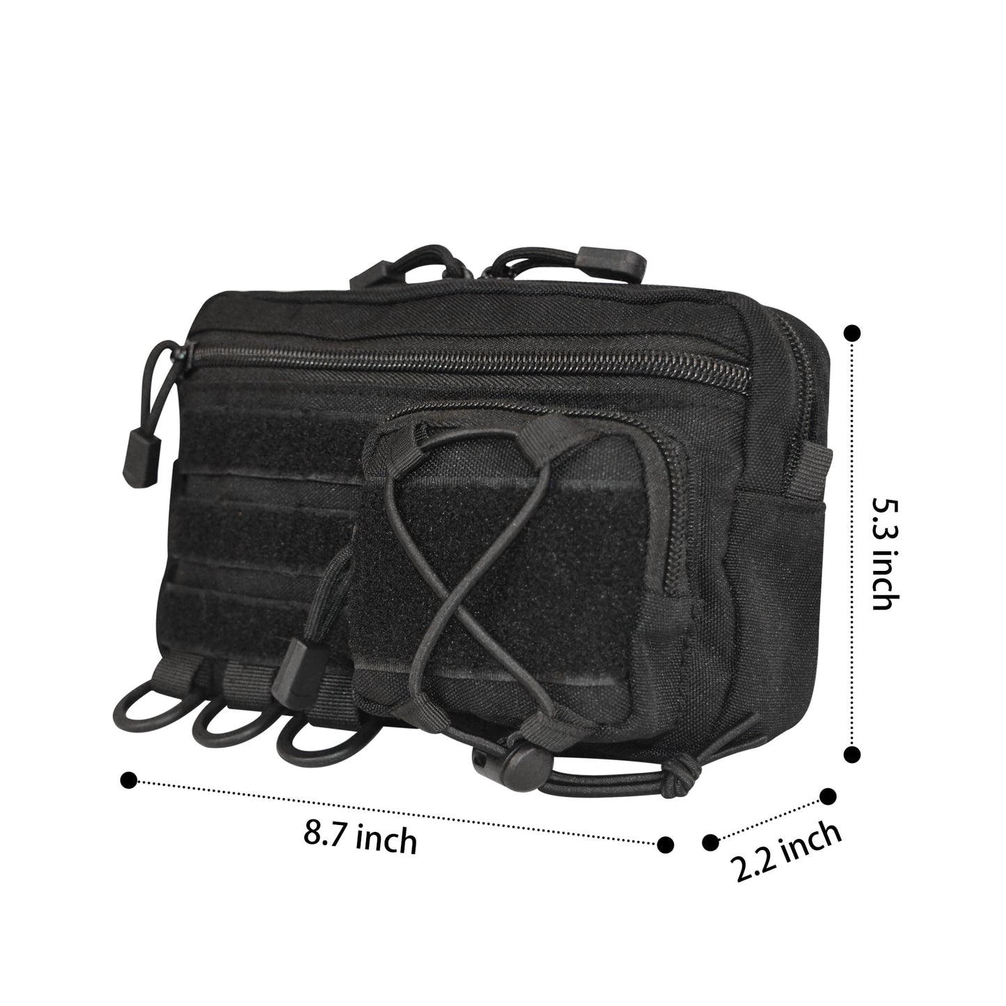 Tactical Molle Admin Pouch, Multi-Purpose EDC Tool Organizer Fits Tactical Rucksack Combat Vest with US Flag Patch(Black)