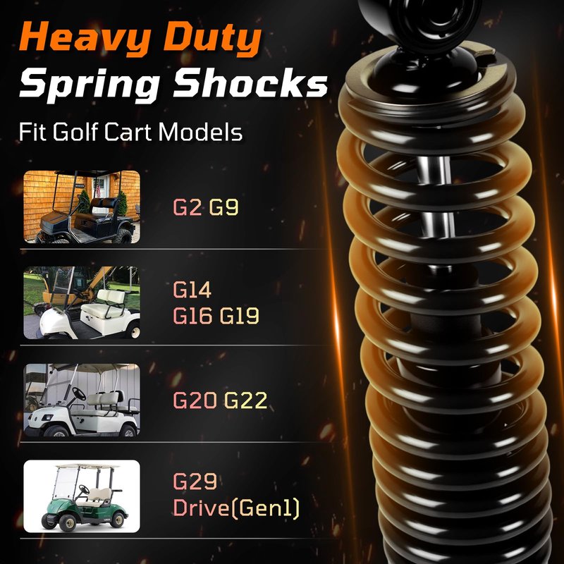 Cartalia Golf Cart Rear Shock Absorber Heavy Duty with Springs for Yamaha G2 G6 G8 G9 G14 G16 G19 G20 G22 G29 / Drive (Gen1) Gas & Electric Models OEM JN4-F2210-00-00 JN3-F2210-00 JW2-F2210-10 Black