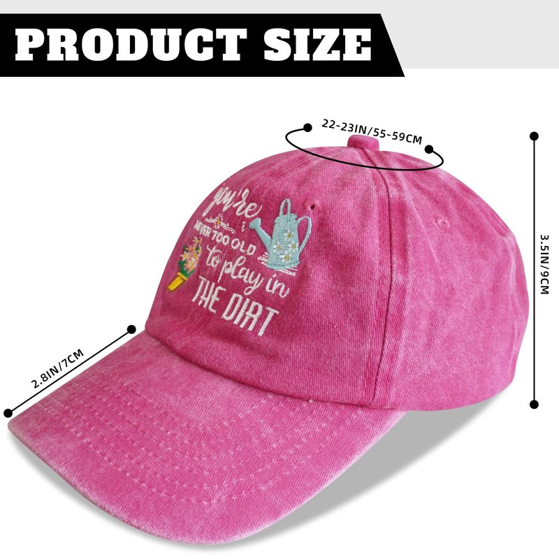 Didirlao Gardening Hat for Gardening Gifts for Women - Adjustable Embroidered Cotton Baseball Cap for Grandma or Wifey Mom Retirement Gifts Pink