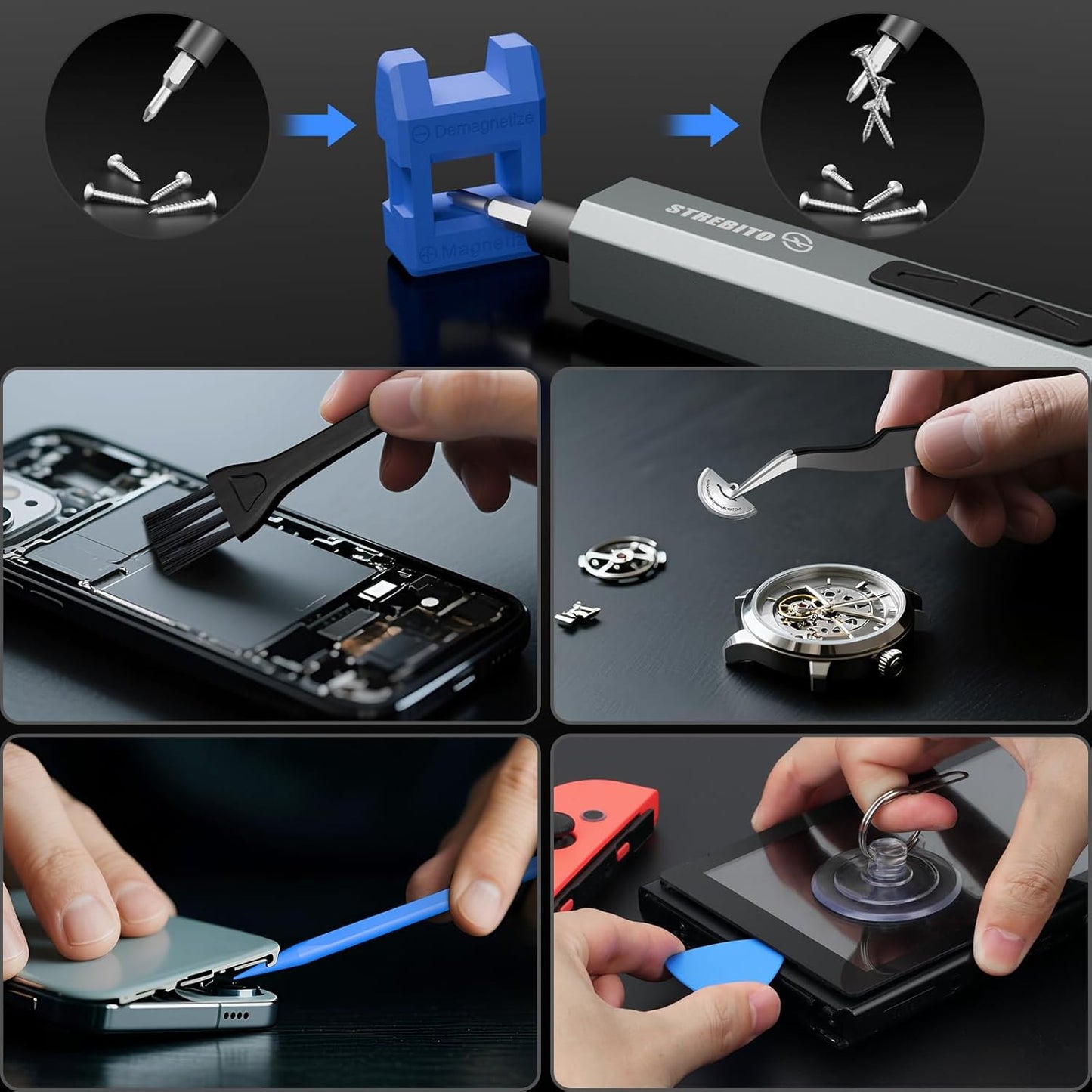 STREBITO 144-in-1 Electric Screwdriver Set - Precision Tool Kit with 120 Magnetic Bits for Electronics & PC Repair