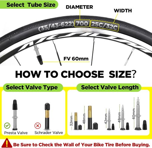 700C Bike Tube - Butyl Inner Tube with 2 Tire Levers | Compatible with 700x25C-32C Sizes