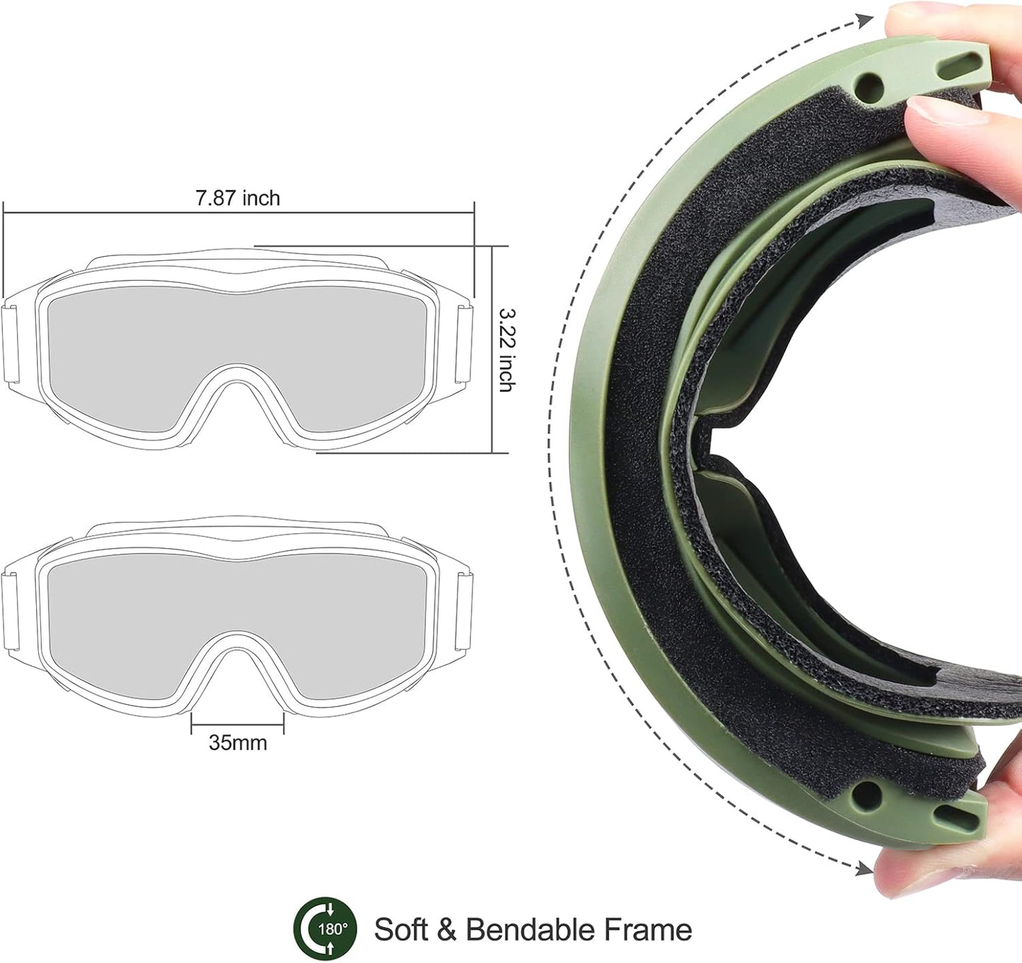 Xaegistac Tactical Airsoft Goggles - Anti-Fog Military Safety Glasses for Shooting & Hunting