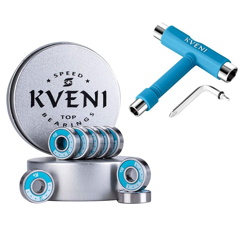 Ceramic Skateboard Bearings, 608rs Skate Bearing, Pro Longboard Bearings ABEC | Skate Tool All-in-One, Skateboard T Tools Accessory - with T-Type Allen Key and L-Type Phillips Head Wrench Screwdriver