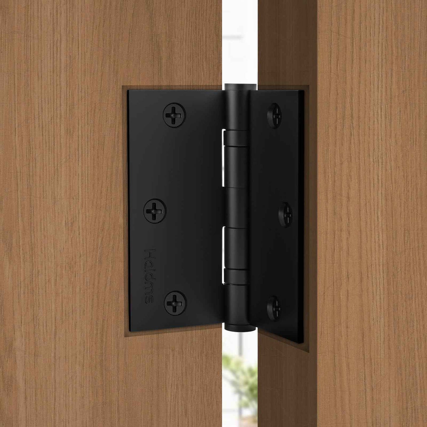 Haidms 3 Pack Stainless Steel Ball Bearing Hinges 3.5 Inch Black Door Hinges, Square Corner Heavy Duty Hinges for Interior Exterior Doors No Squeak and Non Removable Pin