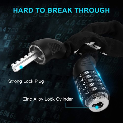 UBULLOX Bike Chain Lock 3FT 5-Digit Combination Bike Locks Anti-Theft Bicycle Lock 6mm Thick Resettable Steel Chain for Bicycle, Motorcycle, Scooter, Gate, Fence
