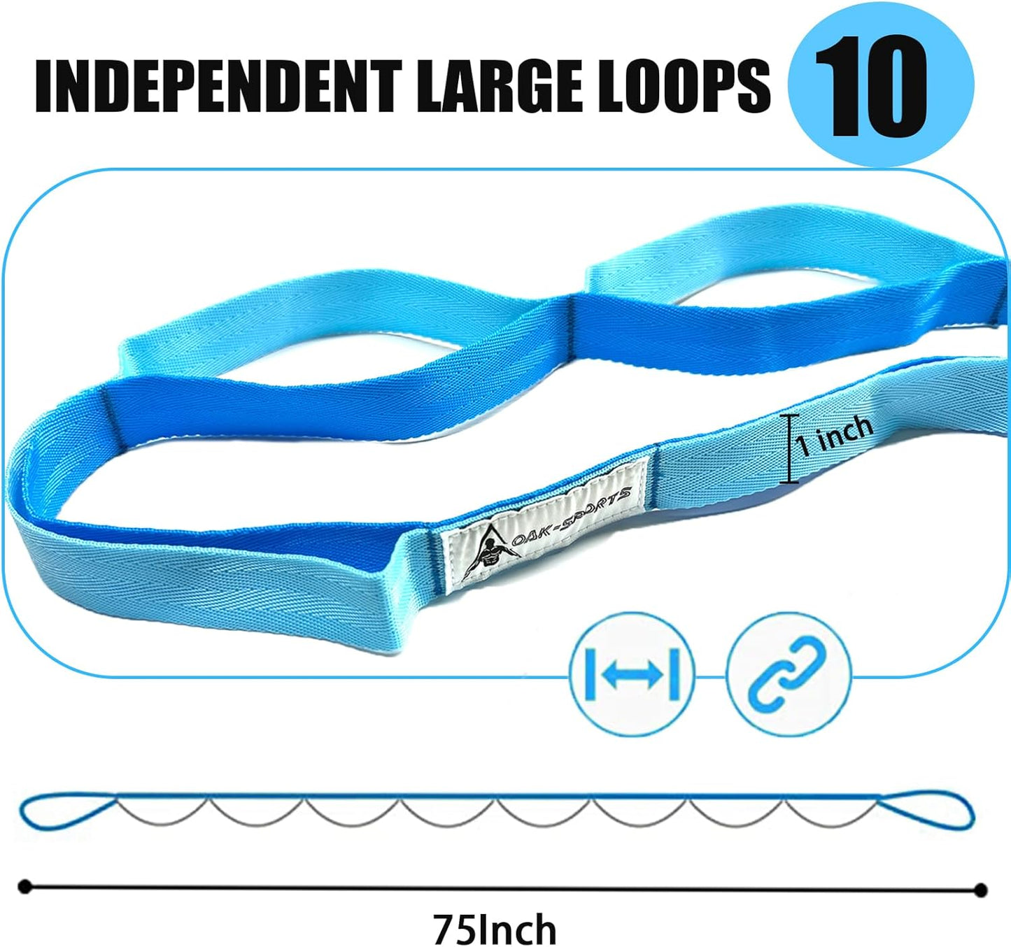 Skiennix Stretching Strap - Non-Elastic Yoga Strap with Loops for Physical Therapy | Includes Workout Guide