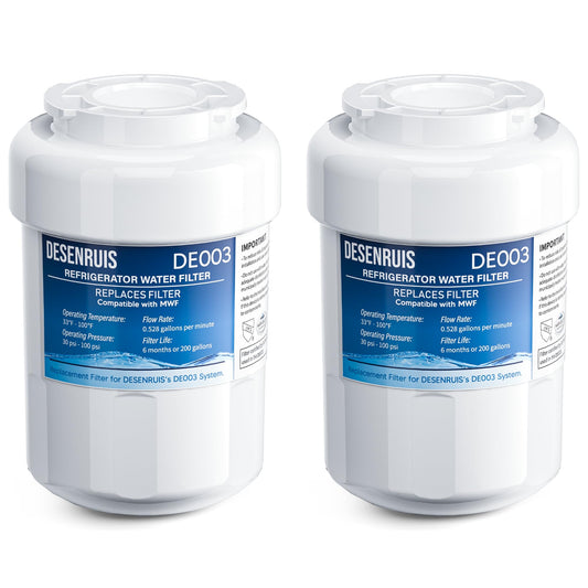 Water Filter Replacement Compatible with GE MWF, SmartWater MWFP, MWFA, GWF, HDX FMG-1, WFC1201, RWF1060, 197D6321P006, Kenmore 9991, Pack of 2, By DESENRUIS