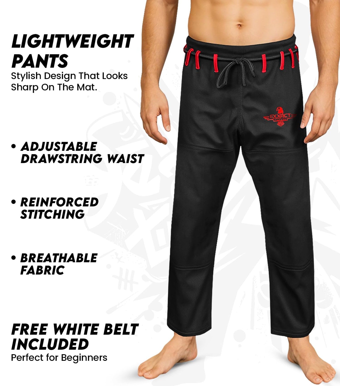 Exxact Sports BJJ Gi Men, Lightweight IBJJF Legal Jiu Jitsu Gi with Preshrunk Fabric & Free Belt for Training & Competition (Black, A5)
