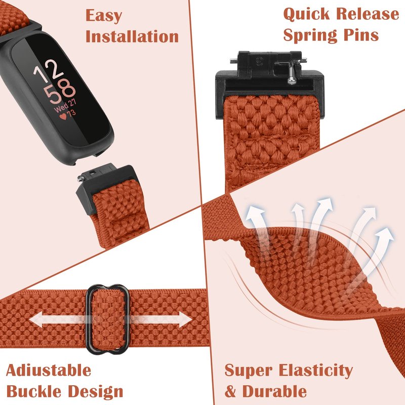 Bcuckood Compatible with Fitbit Inspire 3/Inpsire 2/Inspire/Inpsire HR/Ace 2/Ace 3 Bands, Elastic Adjustable Replacement Wristband Women Men Kids Stretchy Soft Sport Nylon Loop Straps