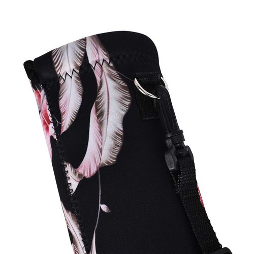 AMARY 500ML Neoprene Water Bottle Carrier Bag with Adjustable Shoulder Strap,Insulated Water Bottle Cover for Stainless Steel/Glass/Plastic Bottles 16.9OZ (Flowers-3)