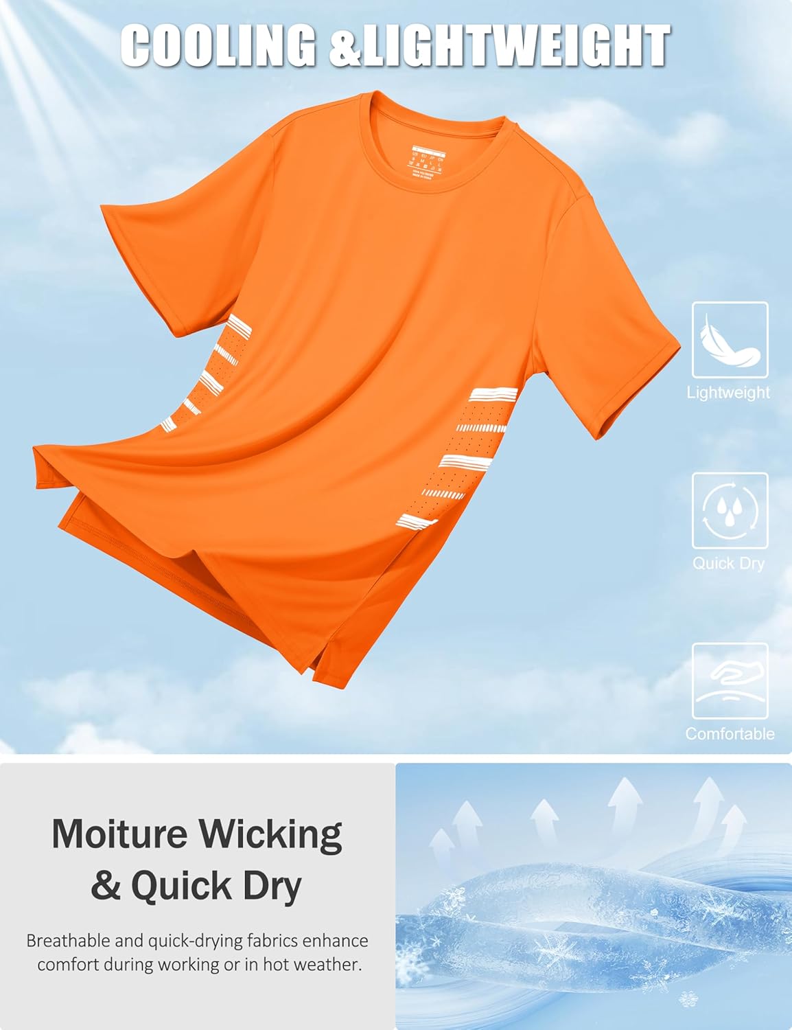 TACVASEN Men's Athletic Workout Shirt - Dry Fit Running Rash Guard | UPF 50+ Breathable T-Shirt