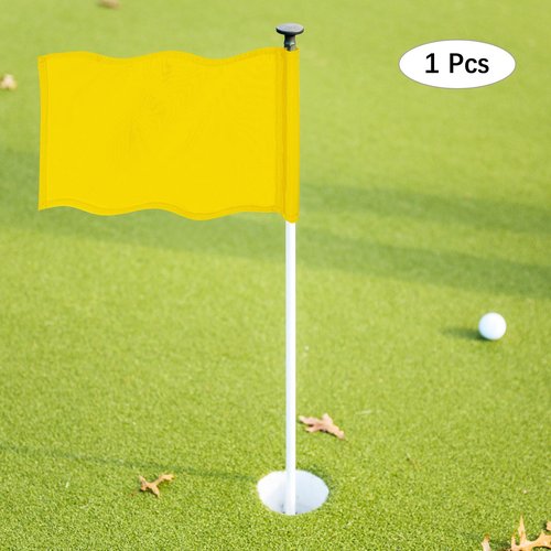 TIXIPEM Golf Flag with Tube Inserted [1pcs] - Nylon Putting Green Golf Target Flag Use for Indoor & Outdoor Courts & Practice Field - [Yellow - 20 IN]