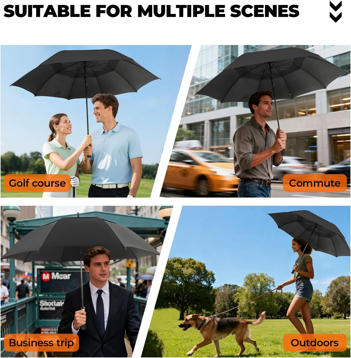 ZDSSM Automatic Open Golf Umbrella - Extra Large 54/62/68/72 Inch Windproof & Waterproof Double Canopy