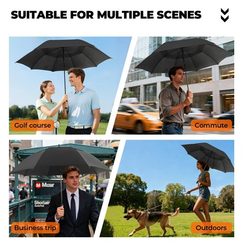 ZDSSM Automatic Open Golf Umbrella, 54/62/68/72 inch Extra Large Oversize Double Canopy Vented Stick Umbrellas, Windproof Waterproof Umbrella for Men And Women