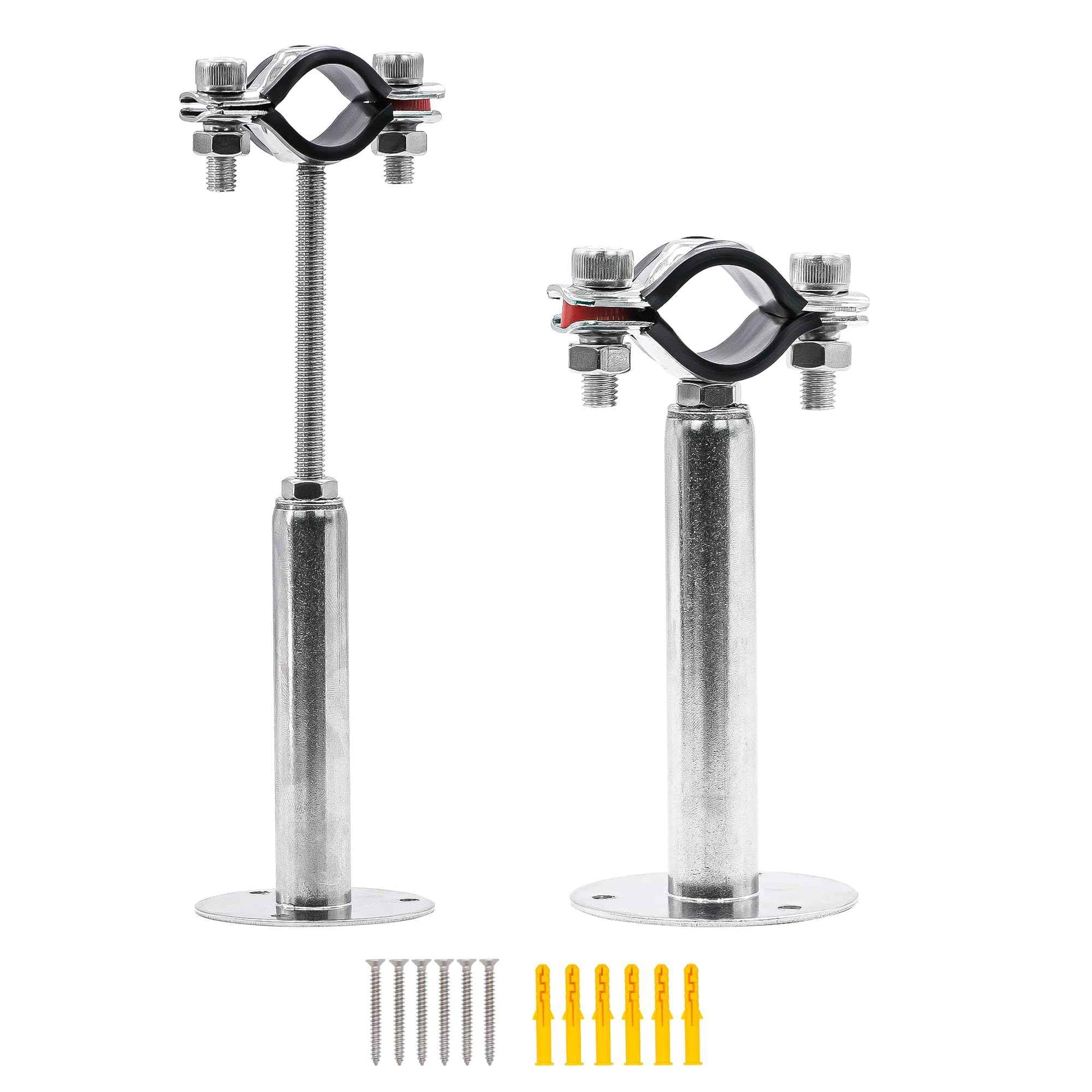 PEROMI 2 Pack Pipe Supports,304 Stainless Steel Wall Mount Ceiling Mount Pipe Bracket Clamp Ring Hanger with Screws for Pipe OD 15-19mm, Bracket Adjustable Height 100-200mm