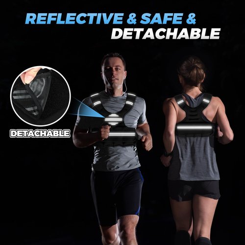 Adjustable Weighted Vest Women Men, 6-18 LBS Weighted Walking Vest with 8 Ironsand Weights & Reflective Strip, Strength Training Weight Vests for Walking Running GYM Home Workout, Large Zippered Pocket