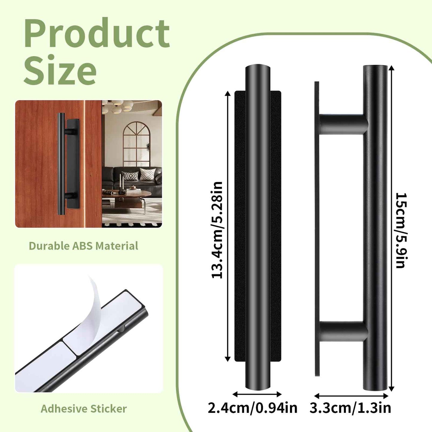 30 Pack Adhesive Cabinet Handles, Self-Stick Peel and Stick Cabinet Handles, ABS Plastic Adhesive Door Handle for Kitchen, Wardrobe, Sliding Door, Furniture (Black)