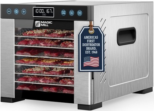 Magic Mill Pro Food Dehydrator - Powerful 600W Even-Drying System | 7 Stainless Steel Trays | 95°-176° Temp Control & Timer